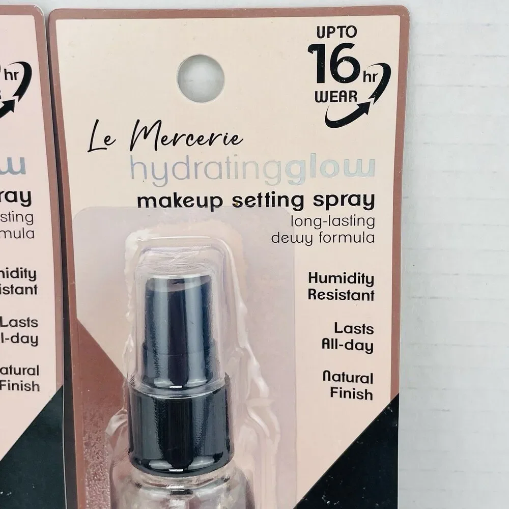 2 Pack Le Mercerie Hydrating Glow Makeup Setting Spray 1 oz ea Dewy Finish NEW